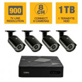 Q-SEE 8-Channel 960H 1TB Surveillance System with (4) 900TVL Camera, 100 Night Vision - QT598-4V6-1