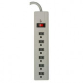 Woods Electronics 6-Outlet 750-Joule Surge Protector with Sliding Safety Covers 3 ft. Power Cord - Gray - 0414528801
