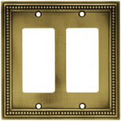 HamptonBay Beaded 2 Rocker Wall Plate - Tumbled Antique Brass - W10447-ABT-CH