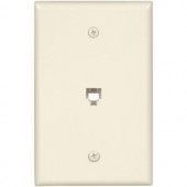 CooperWiringDevices 1-Jack Mid-Size Telephone Jack Wall Plate and Connectors - Light Almond - 3533-4LA