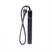 PowerByGoGreen 6-Outlet Mini Surge Protector with 90 Joules 2.5 ft. Cord - Black - GG-16103MINBK