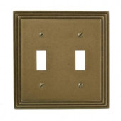 Amerelle Steps 2 Gang Toggle Wall Plate - Rustic Brass - 84TTRB
