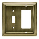 HamptonBay Architectural 1 Toggle and 1 Rocker Wall Plate - Antique Brass - W10601-AB-CH