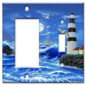 ArtPlates Lighthouse at Night Rocker/Switch Combo Wall Plate - RS-661