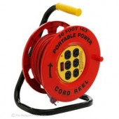 DesignersEdge 50 ft. 14/3 Red Cord Reel with 6 Outlets - E-235