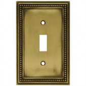 HamptonBay Beaded 1 Toggle Switch Wall Plate - Tumbled Antique Brass - W10097-ABT-UH