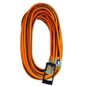 Tasco 50 ft.14/3 SJTW Outdoor Extension Cord with E-Zee Lock and Lighted End - Orange with Black Stripe - 05-00112