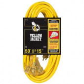 YELLOWJACKET 50 ft. 12/3 SJTW Extension Cord with 3 Outlet Power Block - 2827