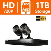 LaView 4-Channel HD 1TB HDD Indoor/Outdoor Surveillance System and (2) 720P Camera PTZ Compatible Remote Viewing - LV-KH944FT2A8-T1