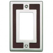 AtlasHomewares Zanzibar Collection 1 Rocker Switch Wall Plate - Brown Leather and Polished Chrome - ZAPSR-OW/CH