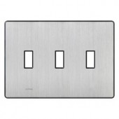 Lutron Fassada 3 Gang Toggle Wall Plate - Stainless Steel - FW-3-SS