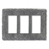 Amerelle Faux Slate Resin 3 Decora Wall Plate - Grey - 8345RRRG