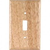 GE 1 Toggle Switch Wall Plate - Solid Oak - 51590