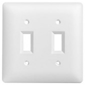 HubbellTayMac 2-Gang 2-Toggle Plastic Wall Plate - White Textured (5-Pack) - 4400WH-5