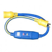 Tasco 3 ft. 12/3 STW 20 Amp Locking In-Line GFCI - Blue with Yellow Stripe - 04-00104