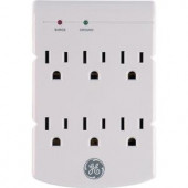 GE 6-Outlet Surge Protector In Wall 312 Joules - Grey - 94000