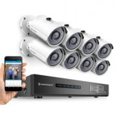 Amcrest 720P Tribrid HDCVI 8-Channel 2TB DVR Security Camera System with 8 x 1MP Bullet Cameras, White - AMDV7208M-8B-W