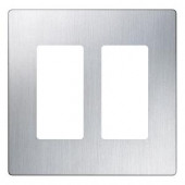 Lutron Claro 2 Gang Decora Wall Plate - Stainless Steel - CW-2B-SS