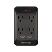 MerkuryInnovations 4 AC Outlet and 2-USB Port 3.1-Amp Power Charging Station with Surge Protector - Black - MI-WC317-101