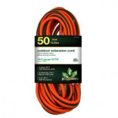 GoGreenPower 50 ft. 16/3 SJTW Outdoor Extension Cord - Orange with Lighted Green Ends - GG-13750