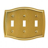 Amerelle Sonoma 3 Toggle Wall Plate - Polished Brass - 76TTTBR