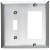 Pass&Seymour 2-Gang Combo 1 Toggle and 1 Decorator Combination Wall Plate - Stainless Steel - SL126CC5