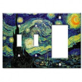 ArtPlates Van Gogh Starry Night 3 Gang 2 Switch/Rocker Combo Wall Plate - SSR-5