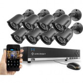 Amcrest 960H 16-Channel Video Security Kit - 8 x 800 TVL Bullet Outdoor Cameras, 65 ft. Night Vision 1TB HD (Upgradable) - AMDV960H16-8B