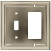 HamptonBay Architectural 1 Toggle and 1 Rocker Wall Plate - Satin Nickel - W10601-SN-CH
