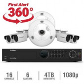 FirstAlert 16-Channel HD 4TB Surveillance NVR with (2) 3MP Cameras and (4) Indoor/Outdoor 1080p Bullet Cameras - NC1642F4-360