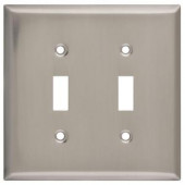 Stanley-NationalHardware 2 Toggle Wall Plate - Satin Nickel - V8001 DBL SWITCHPLATESN