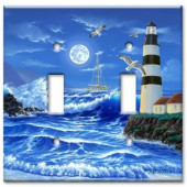 ArtPlates Lighthouse at Night Oversize 2 Wall Plate - OVD-661