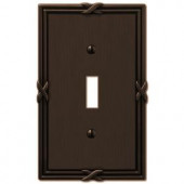 Amerelle Ribbon and Reed 1 Toggle Wall Plate - Aged Bronze - 44TVB