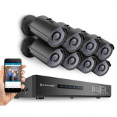 Amcrest 720P Tribrid HDCVI 8CH 2TB DVR Security Camera System with 8 x 1MP Bullet Cameras, Black - AMDV7208M-8B-B