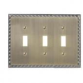 Amerelle Renaissance 3 Toggle Wall Plate - Brushed Brass - 90TTTBB
