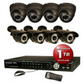SecurityLabs 8 CH Surveillance System with H.264 / Smartphone DVR, 1TB HDD with (4) IR Turret Dome and (4) Bullet cameras - SLM446