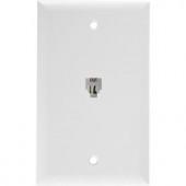 GE 1-Line Cord Wall Jack Wall Plate - White - 76197