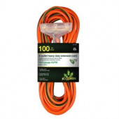 GoGreenPower 100 ft. 3-Outlet 12/3 Heavy Duty Extension Cord - Orange - GG-15200