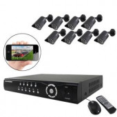 SecurityMan 8-Channel H.264 Network DVR System with 8 Indoor/Outdoor Color Camera/Night Vision and Cable - NDVR8-1TBK