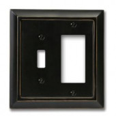 Amerelle Distressed 1 Toggle and 1 Decora Wall Plate - Black - 4040TRB