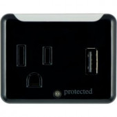 GE 1-Outlet and 1-USB Port 1.0-Amp, 150 Joules Tap - Black - 13470