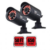 NightOwl Wired 650TVL Indoor/Outdoor Security Bullet Cameras with 50 ft. Night Vision (2-Pack) - CAM-2PK-650