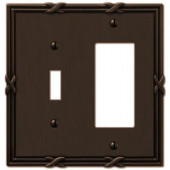 Amerelle Ribbon and Reed 1 Toggle and 1 Decora Wall Plate - Aged Bronze - 44TRVB
