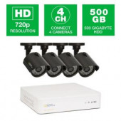 Q-SEE HeritageHD Series 4-Channel 720p 500GB Video Surveillance System with 4 HD Bullet Cameras, 100 ft. Night Vision - QTH4-4Z3-5