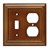 HamptonBay Wood Architectural 1 Toggle and 1 Duplex Wall Plate - Saddle - W10770-SDL-CH