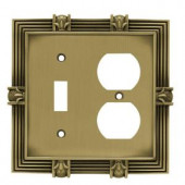Liberty Pineapple 1 Toggle and 1 Duplex Wall Plate - Tumbled Antique Brass - 64475