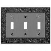 Amerelle English Rose 3 Toggle Wall Plate - Antique Nickel - 43TTTAN
