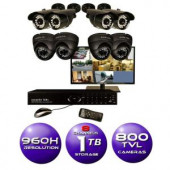 SecurityLabs 8-Channel 960H Surveillance System with 1TB HDD (8) 800 TVL Cameras and 19 in. LED HD Monitor - SLM467