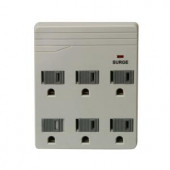 Woods Electronics 6-Outlet 750-Joule Surge Protector with Sliding Safety Covers and Surge Protection Indicator - Gray - 0411528821