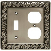 Liberty Paisley 1 Duplex and 1 Toggle Wall Plate - Brushed Satin Pewter - 64050